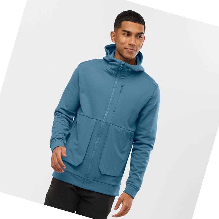 Salomon ESSENTIAL WARM FLEECE Kapucnis Pulóver Férfi Kék | HU 2430AHK